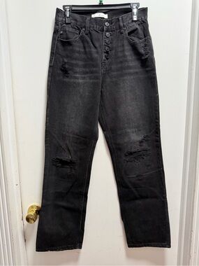 Kancan jeans Black Distressed Straight Leg womens Sz 7/27 Cotton Classic City